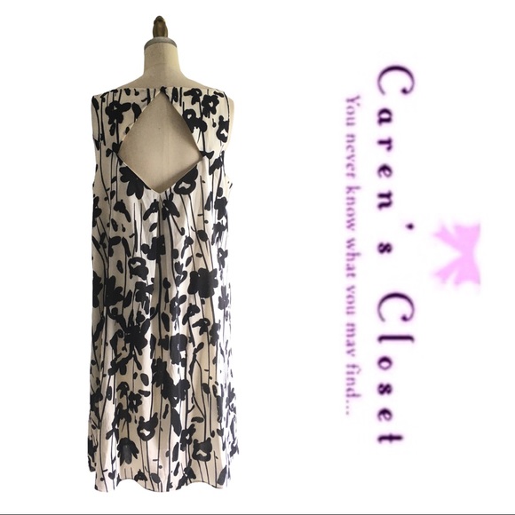 Philosophy Republic Black & Cream Abstract Flower Print Swing Dress - Picture 3 of 8